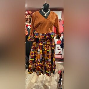 Colorful Patterned Women's Palazzo Pants Set/ Headwrap